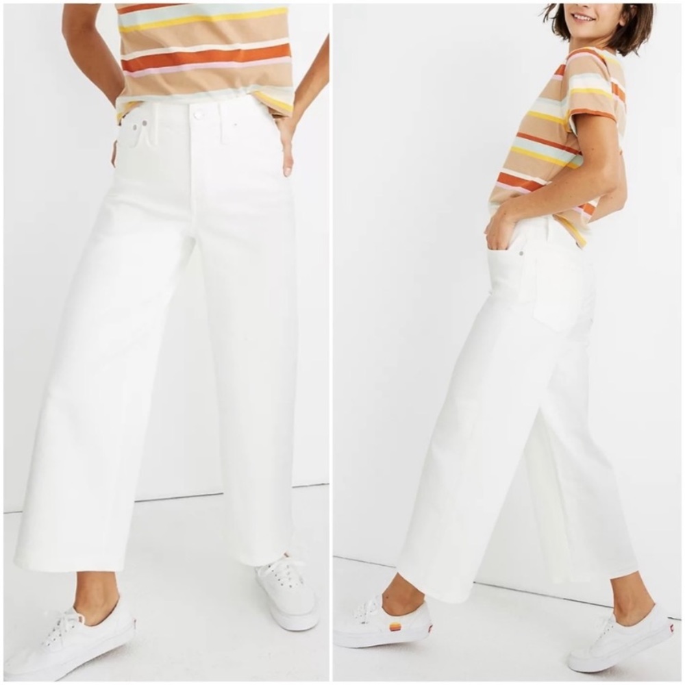 {Madewell} Tile White Wide Leg Crop Jeans, Size 29 Petite